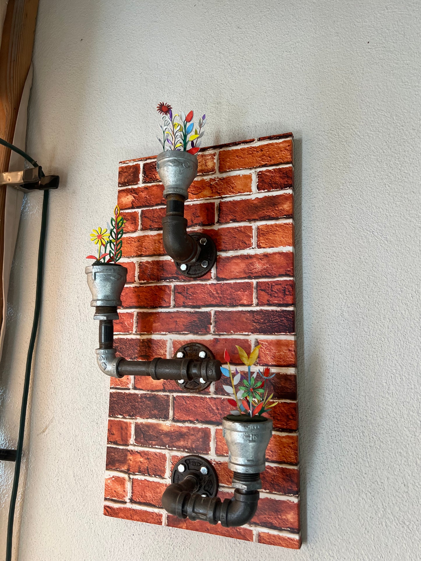 Industrial Charm Wall-Mounted Flower Art