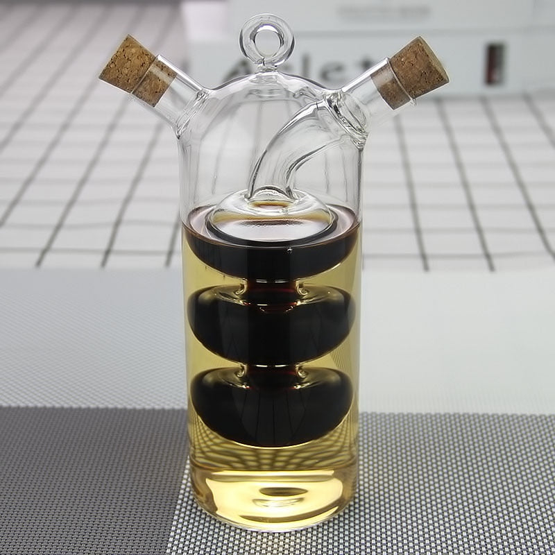 2-in-1 Double Layer Bottle Sauce Oil Vinegar Glass Bottle Condiment Seasoning Sealed Kitchen Storage Bottles Jars